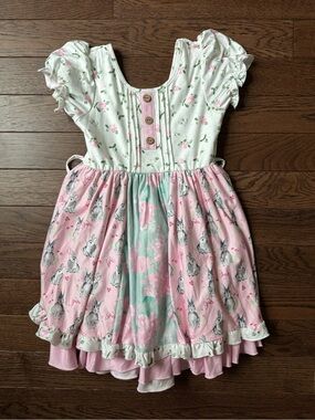 cheeky plum Pink and White Bunny Floral Dress